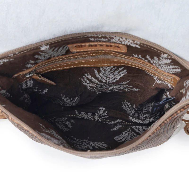 Myra Concealed Carry Bag in Prairie Fawn - Genuine Leather Cowhide with Fringe & Embossing - Secure CCW Compartment - Western Style Purse
